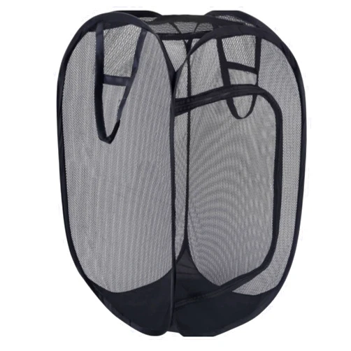Simplized Popup Laundry Hamper (1 & 2 Pack) Foldable Pop-up Mesh Hamper Dirty Clothes Basket w Carry Handles (Zippered Popup - 1 Pack)