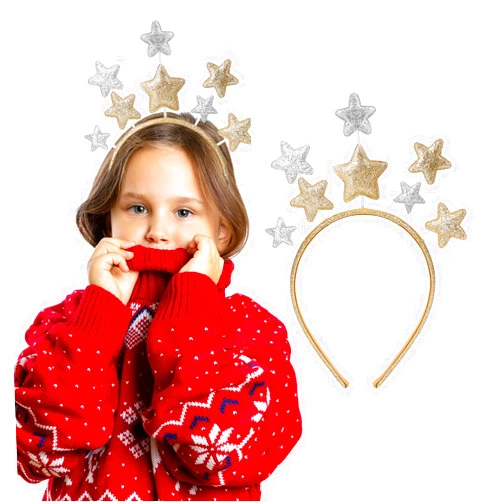 WLLHYF Headband, Gold Alloy Stars Headpiece Hair Band for Women, Girls, Kids, Party Hair Accessory for Princess, Holiday Festival, Birthday Party