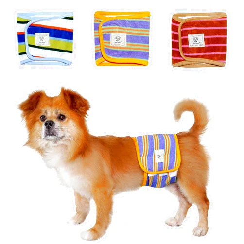 TONY HOBY Male Dog Diapers, Washable Dog Belly Band, Reusable Male Dog Wrap (3 Pack, Blue&Green, XL)