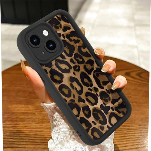 Genmoral Compatible with iPhone 13 Pro 6.1 Inch Matte Case,Leopard Pattern Cheetah Print Shockproof 4ft Drop Test Certified Cover, Soft Case TPU Protective Shell Phone Case Black