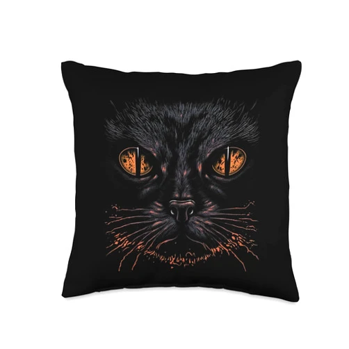 Great Creepy Scary Horror Cat Artwork Illustration Creepy Scary Horror Cat Art Illustration Design Throw Pillow, 16x16, Multicolor