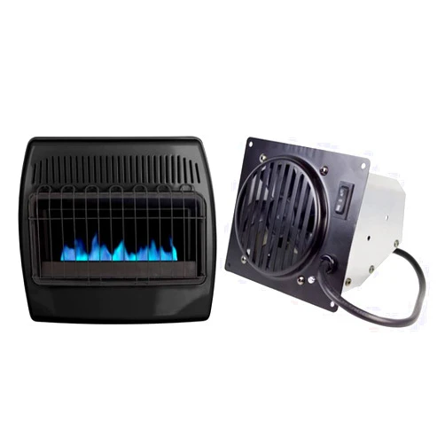 Dyna-Glo 30,000 BTU Blue Flame Thermostatic Garage Vent Free Wall Heater, Black & Vent-Free Wall Heat Fan