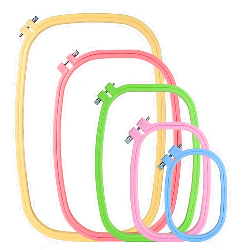 #NA FVIEXE 5PCS Square Embroidery Hoops Set Rectangular, ABS Plastic Cross Stitch Hoop 5 Inch 6 Inch 10 Inch 13 Inch 16 Inch Embroidery Hoop for Art Craft Handy Sewing (Pack of 5 Sizes)