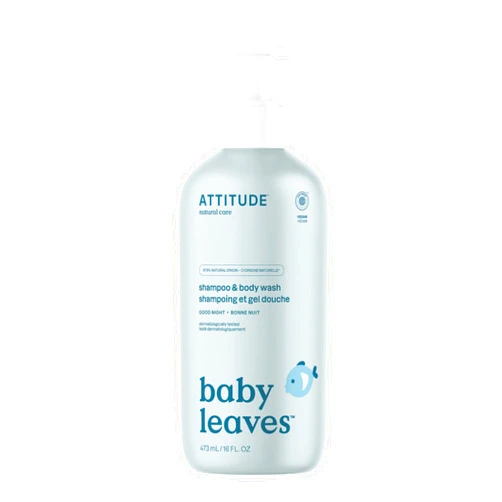 ATTITUDE 2-in-1 Shampoo and Body Wash for Baby, EWG Verified, Dermatologically Tested, Vegan, Good Night, 16 Fl Oz