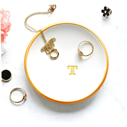OVENKEI Birthday Gifts for Women Gifts for Women Bridesmaid Gifts Room Decor Dorm Decor Bridesmaid Proposal Gifts Engagement Gifts Engraved Jewelry Tray (T)