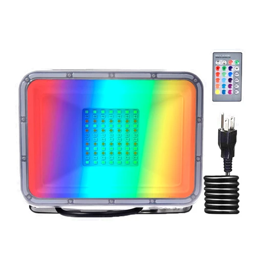 Donzake 50W RGB LED Flood Lights Outdoor with Remote Control, IP67 Waterproof Dimmable Color Changing Floodlight, Wall Washer Light, Outdoor Indoor Decorative Landscape Garden Light