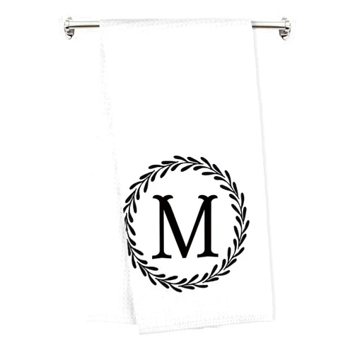 Z-synka Monogrammed Hand Towels Name Initial Letter M Kitchen Towels,Personalized Gifts for Women,Initial Monogram Dish Towel Tea Towel 17x23 Inch,Kitchen Bathroom Decorative Initial Gifts for Wife Mom