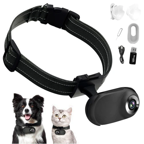 Kestanlora HD 1080P Cat Camera Collar with Video Record Wireless Mini Sport Cam,Small Action Cameras,Body Camera for Pet Supplies/Stuff,Outdoor/Inoor Birthday Gift No WiFi