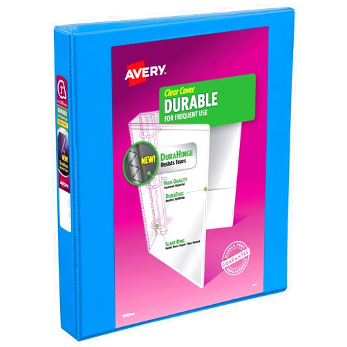 Avery Durable View 3 Ring Binder, 1 Inch Slant Rings, 1 Pool Blue Binder (17012)
