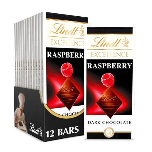 Lindt EXCELLENCE Raspberry Dark Chocolate Candy Bar, 12 Pack, 3.5 oz. Bar