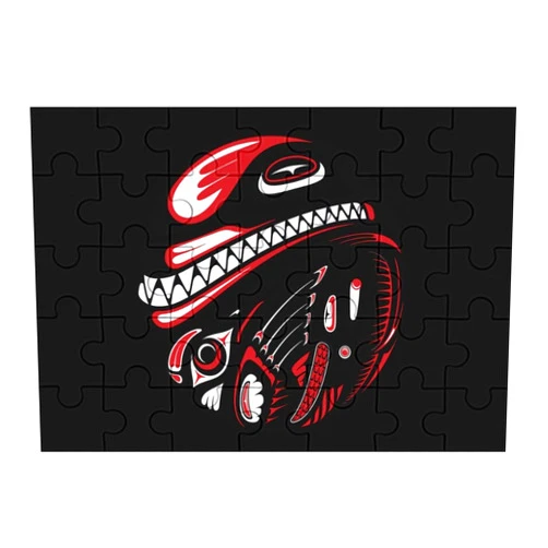 Zenladen022 Tribal Jigsaw Puzzles Flat Box Wooden Intellectual Puzzles Game for Idea Gift 35 PCS