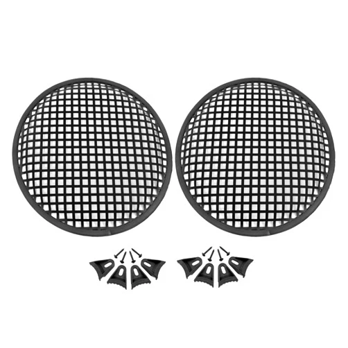 The Wires Zone Steel Speaker Subwoofer Subwoofer Black Waffle Mesh Grill Cover w/Clips & Screw (10-Inch, Pair)
