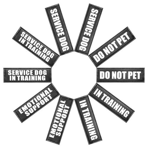 MOOGROU 10 PCS Dog Patches with Hook Backing, Service Dog Patch with Clear Lettering for Service Dog Vest Harness,Emotional Support,in Training,Do Not Pet,Glow in The Dark S 3.5X1 Inch