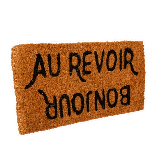Creative Co-Op Bonjour/Au Revoir Rectangle Coir Doormat
