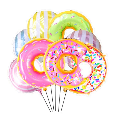 CSTYWC 8PCS Big Donut Foil Balloons Large Mylar Doughnut Balloons for Donut Themed Birthday Party Decoration Wedding Baby Shower Donut Time