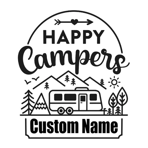 The Decal Hub Custom Personalized Camper Vinyl Decal Happy Campers Camping Decor Sticker (20