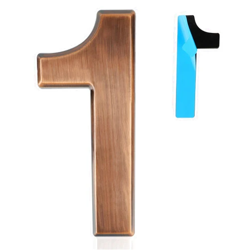 Becizy 4 Inch Modern House Number, Self Adhesive House Numbers Mailbox Numbers Stickers, Address Number House Number for Outside, Door Numbers for House Apartments Office Hotel Room, Bronze 1