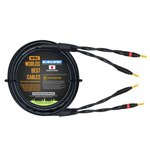 WORLDS BEST CABLES 15 Foot - Canare 4S11 – Audiophile Grade - HiFi Star-Quad Single Speaker Cable for Center Channel with Eminence Gold Banana Connectors