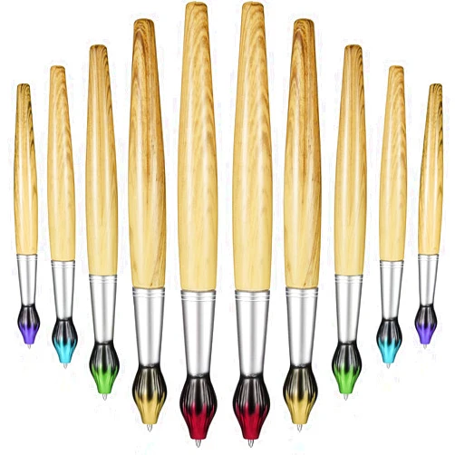 Outus 10 Pieces Paintbrush Pens Bamboo Paint Brush Shape Retractable Novelty Ballpoint Pens Appreciation Gifts for Art Teachers Art Themed Party Favors