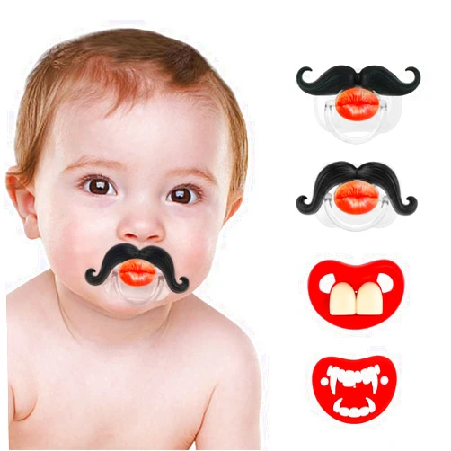 Zhovee 4pcs Kissable Mustache Pacifier, Funny Baby Pacifier, Pacifier 0-36 Months, Funny Gifts for Newborns