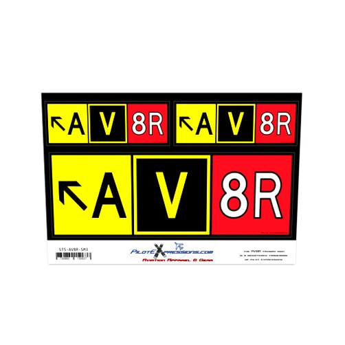 AV8R Aviator (AV8R) Taxiway Sign Sticker Pack, 3 Pieces, 6 x 2 inches and 3 x 1 inches, Vinyl