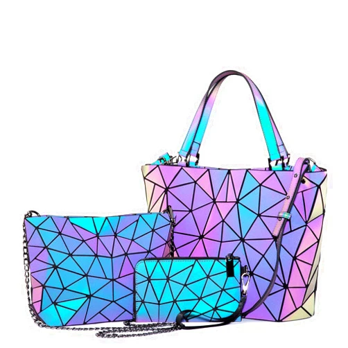 LOVEVOOK Geometric Luminous Purses and Handbags for Women Holographic Reflective Crossbody Bag Wallet