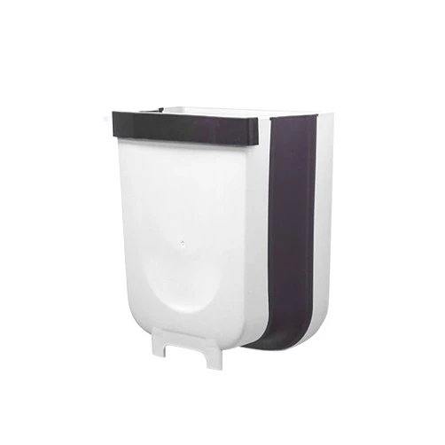 Djhyfbdhgfcbgdxas Trash Garbage Can Kitchen Trash Can Foldable Portable Car Trash Can for Bathroom Kitchen Cabinet Door Wall-Mounted Kitchen Storage Waste Bin, 2 Colors with Lid (Color : Khaki, Style : 2) (White 2)