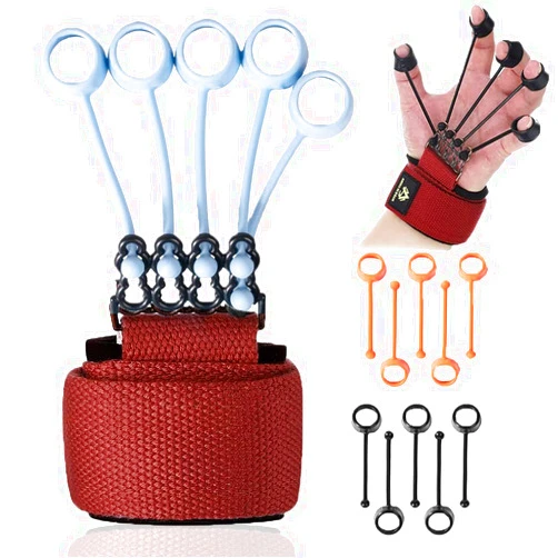 AL AILAIKE Grip Strength Trainer - Finger Exerciser and Hand Strengthener for Hand Therapy- BPA Free Silicone Hand Grip Trainer - 3 Levels of Resistance Adjustable Training Finger Flexion and Extension Training