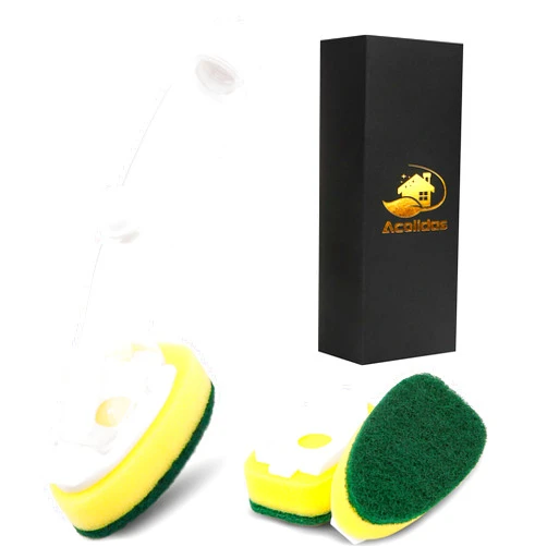 Acolidas Non Scratch Dishwand Refills Kit, Dishwashing Scrub Brush Replacement Sponge Heads Set, Heavy Duty Dish wand with Handle Refill Pack Soap Control Dispenser Scrubber for Cleaning Kitchen Washing Dishes