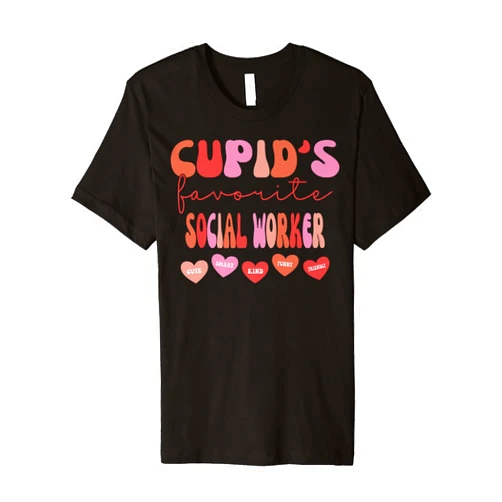 Cupids Favorite School Social Worker Outfits Cupid's Favorite School Social Worker Retro Valentines Day Premium T-Shirt