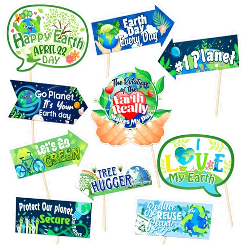 HOWAF Happy Earth Day Party Sign,Save The Planet Party Photo Booth Props Earth Day Party Favors Environmental Protection Decoration Signs,Blue Green Save Earth Photo Props for Earth Day Party Supplies