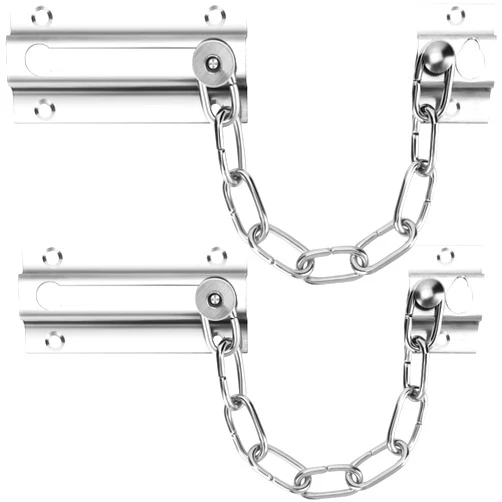 INBOF 2 Pack Door Chain Lock, Premium Chain Door Lock, Thickened Door Lock Chain with 12 Screws, Stainless Steel Chain Locks for Inside Door
