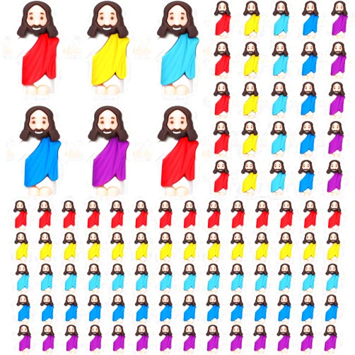 Barydat 200 Pcs Little Jesus Figures Baby Mini Jesus Figurines Bulk to Hide and Seek Tiny Miniature Christ Savior Figurine Toys Religious Gift for Easter Egg Stuffer Sunday School Baptism, Multicolor