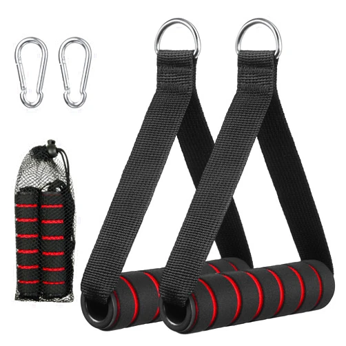 flintronic Exercise Handle, Resistance Bands Handle, Replacement Handle Attachments for Cable Machine Pulleys, Gym Handles with 2 Heavy Duty Carabiner Hooks, for Fitness Workout Gym Pilates Yoga
