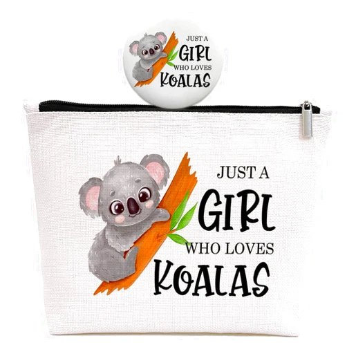 GevGuxLuo Koala Gifts for Koala Lovers, Koala Makeup Bag for Women with Mirror, Koala Birthday Gifts for Daughter Sister Bestie, Cute Koala Themed Gifts Animal Lovers Gift for Women, Who Loves Koalas