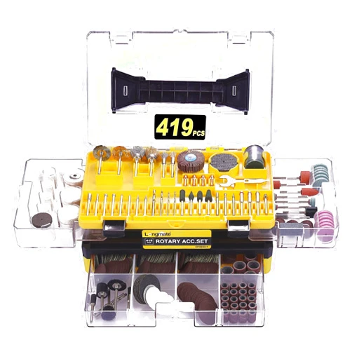 Longmate Rotary Tool Accessories Kit, Longmate 419 Piece 1/8 Inch Shanks Electric Tool Accessories for Easy Drilling, Cutting, Grinding, Sanding, Sharpening, Carving and Polishing