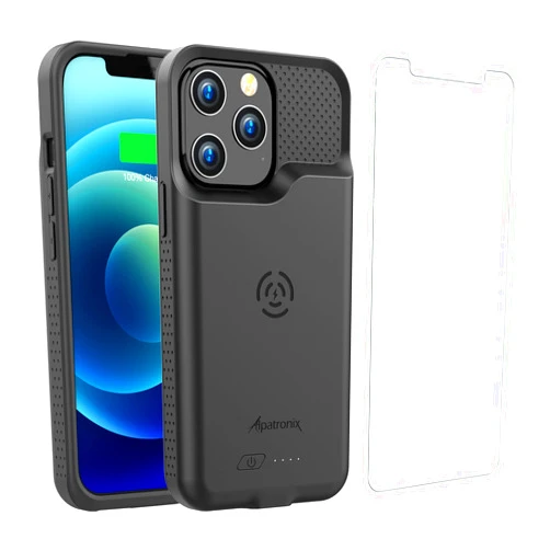 Alpatronix Battery Case for iPhone 13 and iPhone 13 Pro (6.1 inch), Strong Slim Portable Protective Extended Charger Cover with Wireless Charging, CarPlay, Certified Connector Chip (BX13) – Black