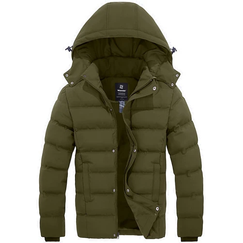 Wantdo Men's Hooded Winter Coat Warm Puffer Jacket Thicken Cotton Coat with Removable Hood