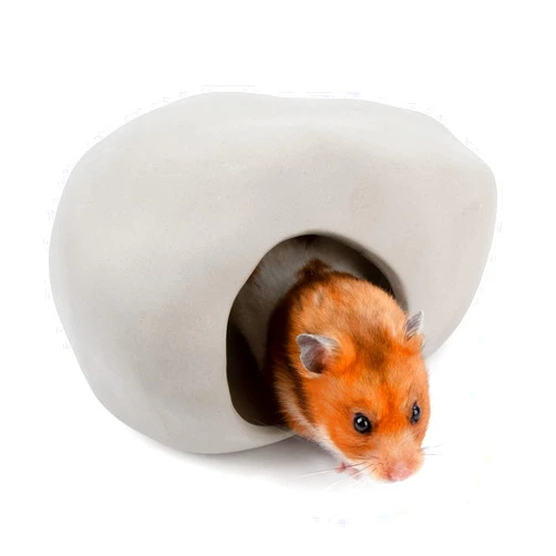 Niteangel Ceramic Hamster Habitat Hideout: - Hideaway House for Syrian Dwarf Hamster Mice Gerbils Lemmings or Other Similar-sized Small Pet (Stone-Shaped - for Syrian)