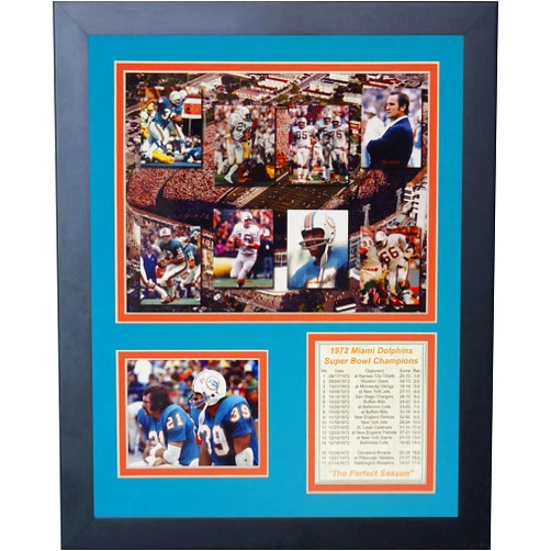 Legends Never Die 1972 Miami Dolphins Mosaic Framed Photo Collage, 11x14-Inch Black