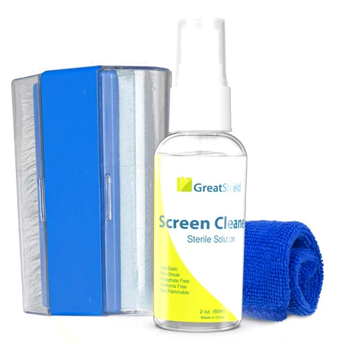 GreatShield Universal Screen Cleaning Kit, Microfiber Cloth + 2 Sided Brush + Non-Streak Solution Spray [for TV, Laptops, PC Monitors, Smartphones, Tablets, Camera, Keyboard and Other Electronics]