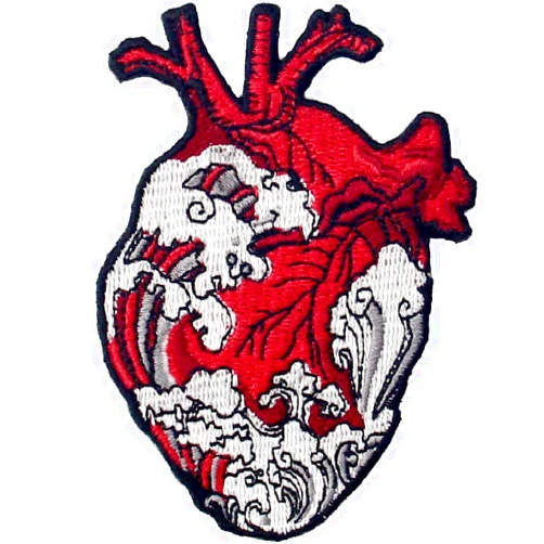 ZEGINs The Waves and Heart Patch Embroidered Applique Badge Iron On Sew On Emblem