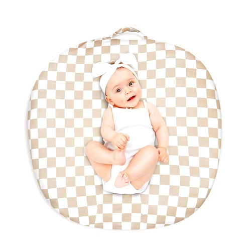 DILIMI Newborn Lounger Cover Removable Cover Ultra Soft Comfortable Lounger Slipcover Removable Cover for Infant Lounger Pillow, Light Brown Checkerboard (Lounger Pillow Not Included)