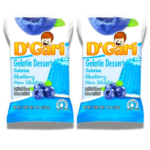 ShopEssential D'Gari Gelatin Dessert Gelatina Blueberry Mora Silvestre Flavor (2 pack,4.2oz each) in ShopEssential bag