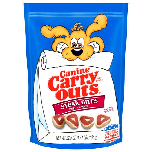Canine Carry Outs Dog Treats, Steak Bites, 22.5 Ounce (Pack of 4), Made with Real Beef
