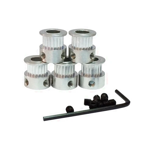 Bemonoc 5Pcs/Pack Aluminum MXL Timing Belt Pulleys 20 Tooth 8mm Bore Double Flanged Drive Belt Pulleys for 3D Printer