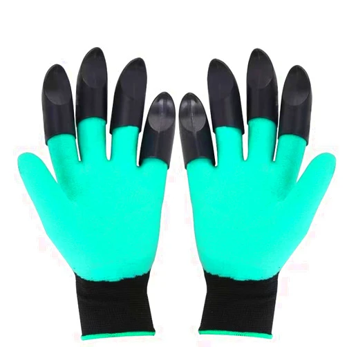 VMNG Garden gloves, Garden impregnated protective claws Breathable rubber coated garden gloves breathable rubber coated garden gloves, construction, home improvement work gloves (one pair with 8 claws)