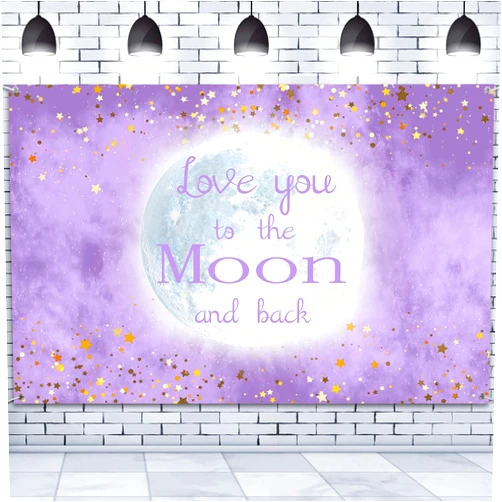 QICAIYUN 7x5ft Love You to The Moon and Back Backdrop Purple Background Stars and Moon Background Adults Newborn Kids Birthday Party Decorations Baby Shower Portrait Backdrop YUNTKYC003