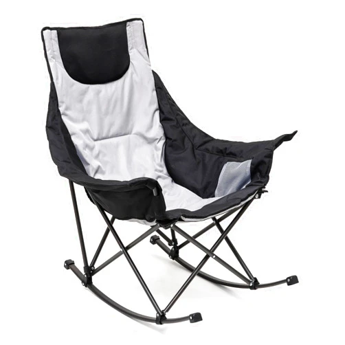 SUNNYFEEL Oversized Rocking Camping Chair, Fully Padded Patio Chair with Side Pocket, High Back Portable Lawn Recliner with Headrest, Outdoor Camp Rocker Chairs for Adults Heavy Duty 500 LBS