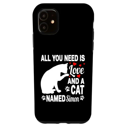 YO MINUS iPhone 11 Personalized Cat Name Simon Cute Kitten Pet Lover Case
